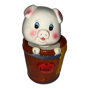 Rare Farmhouse Piggy Coin Bank Bobble Head Vintage Collectible with Original Box